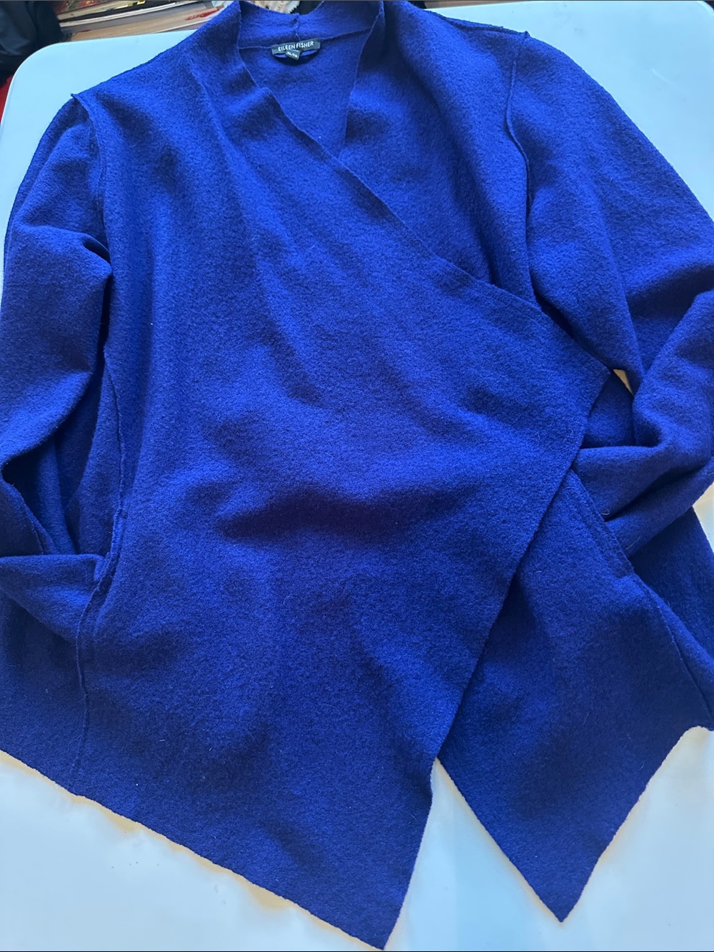 Wrap-Front Women’s Sweater Cardigan in Cobalt Blue
